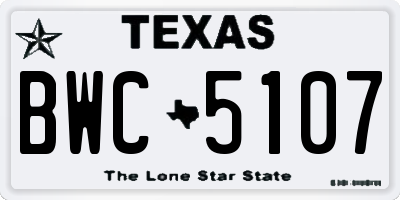 TX license plate BWC5107