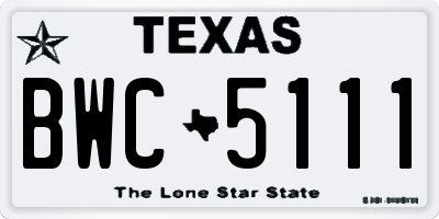 TX license plate BWC5111