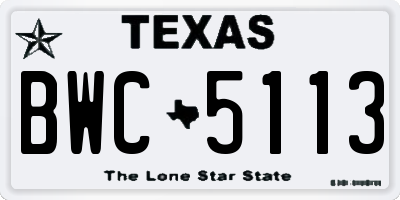 TX license plate BWC5113