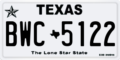 TX license plate BWC5122
