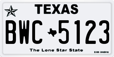 TX license plate BWC5123