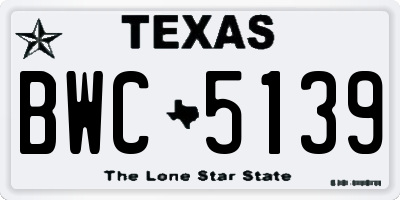 TX license plate BWC5139