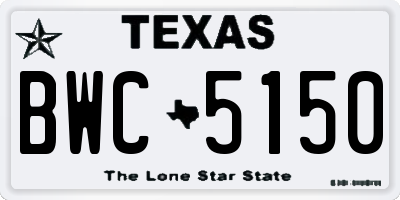 TX license plate BWC5150