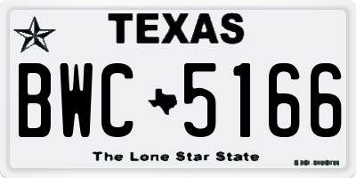 TX license plate BWC5166