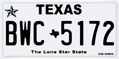 TX license plate BWC5172