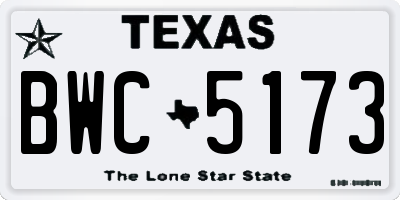 TX license plate BWC5173
