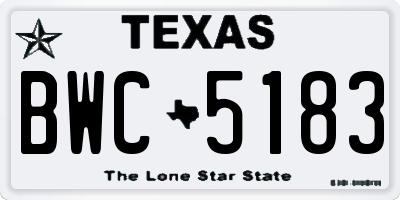 TX license plate BWC5183