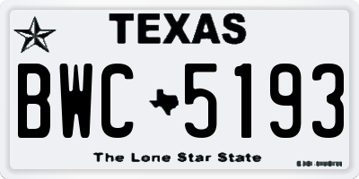 TX license plate BWC5193