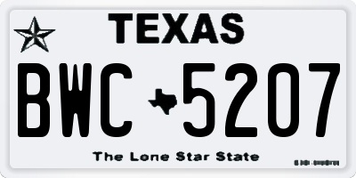 TX license plate BWC5207