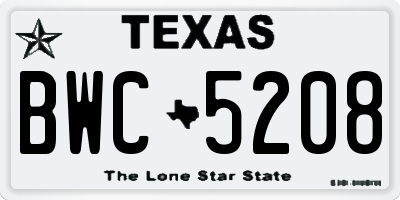 TX license plate BWC5208