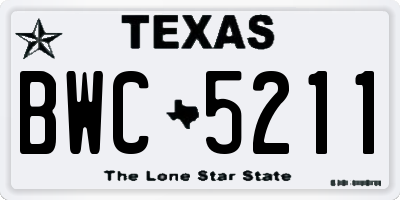TX license plate BWC5211