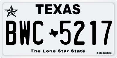 TX license plate BWC5217