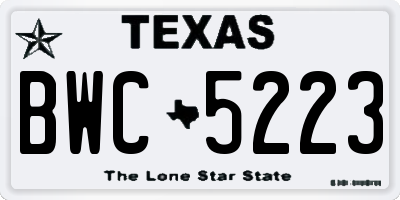 TX license plate BWC5223