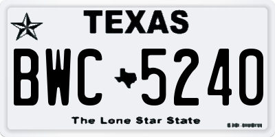 TX license plate BWC5240