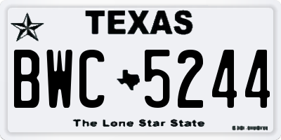 TX license plate BWC5244