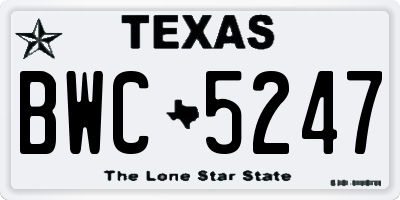 TX license plate BWC5247