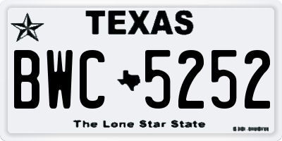 TX license plate BWC5252