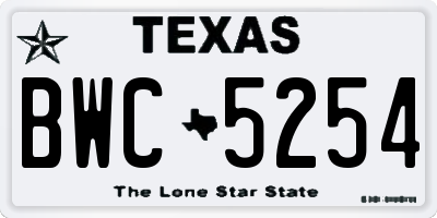 TX license plate BWC5254