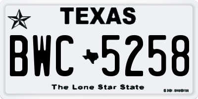 TX license plate BWC5258