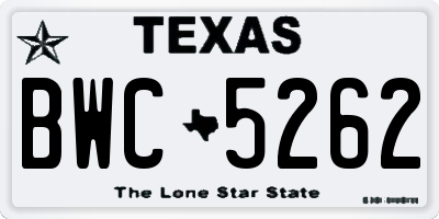 TX license plate BWC5262