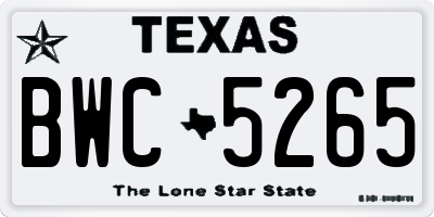 TX license plate BWC5265