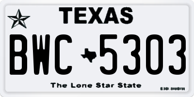 TX license plate BWC5303