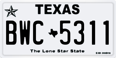 TX license plate BWC5311