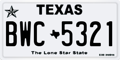 TX license plate BWC5321