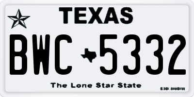 TX license plate BWC5332