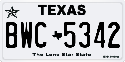 TX license plate BWC5342
