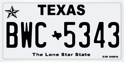 TX license plate BWC5343