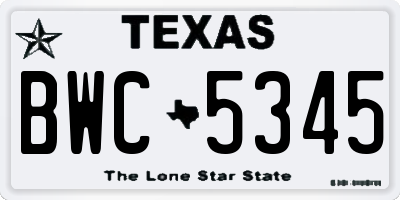 TX license plate BWC5345