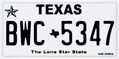 TX license plate BWC5347