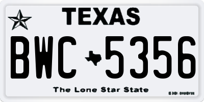 TX license plate BWC5356
