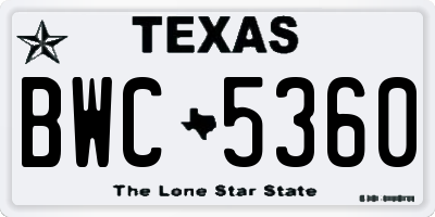 TX license plate BWC5360