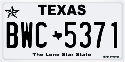 TX license plate BWC5371