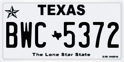TX license plate BWC5372