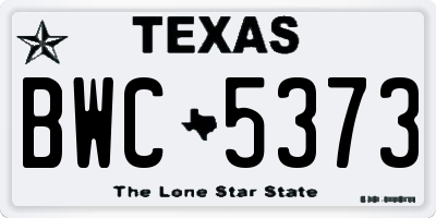 TX license plate BWC5373