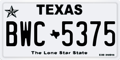 TX license plate BWC5375