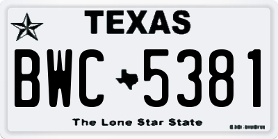 TX license plate BWC5381