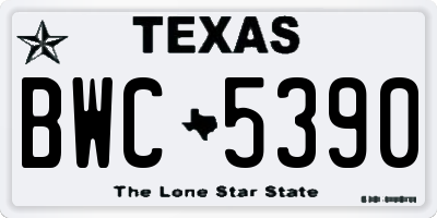 TX license plate BWC5390