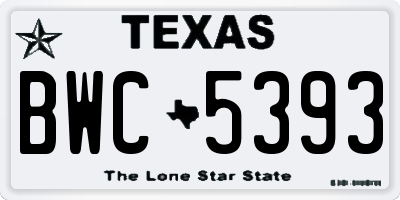 TX license plate BWC5393