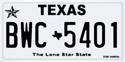 TX license plate BWC5401