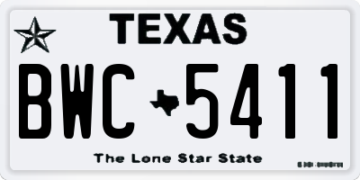 TX license plate BWC5411