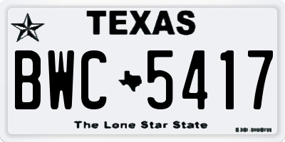 TX license plate BWC5417