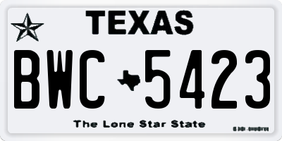 TX license plate BWC5423