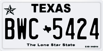 TX license plate BWC5424