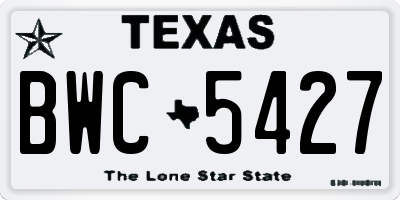 TX license plate BWC5427