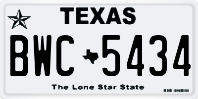 TX license plate BWC5434