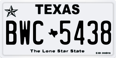 TX license plate BWC5438